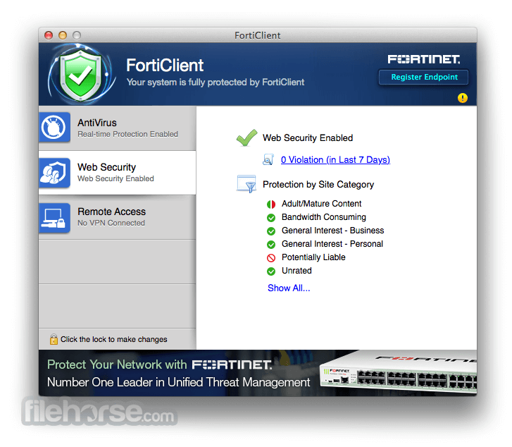 fortinet support site tunnel client for mac download